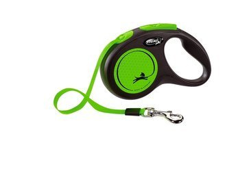 Flexi Leash Νέα κλασική ταινία M 5m έως 25kg Πράσινο Νέον