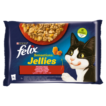 FELIX Sensations Jellies Γατοτροφή με γεύσεις χώρας σε ζελέ 4x85g