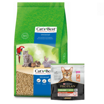 Rettenmaier Polska JRS Cats Best Universal 40l/22kg + PRO PLAN Τροφή για γάτες ενηλίκων 400g - τυχαία παράδοση