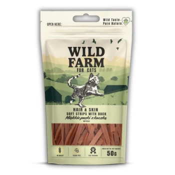 WILD FARM hair&skin soft duck strips 50g για γάτες