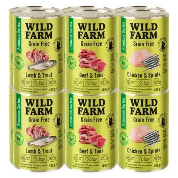 WILD FARM Premium Grain Free Mix ízek 12x400g - gabona mentes