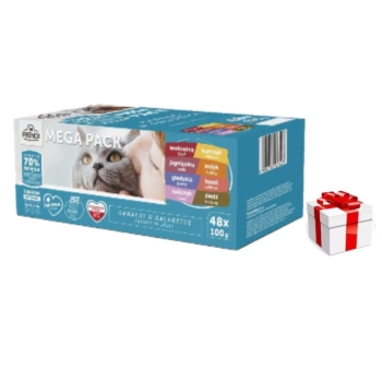 Σακουλάκια Frendi για γάτες με γεύσεις κρέατος και ψαριού σε ζελέ 48x100g + ΈΚΠΛΗΞΗ ΓΙΑ ΤΗ ΓΆΤΑ