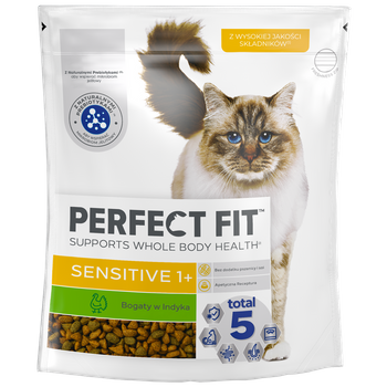 PERFECT FIT (Sensitive 1+) 750g Πλούσια σε γαλοπούλα - ξηρά τροφή για γάτες με ευαίσθητο πεπτικό σύστημα