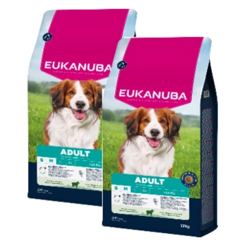 EUKANUBA Ενήλικη Μικρή & Μεσαία Φυλή Πλούσια σε Αρνί & Ρύζι 2x12kg