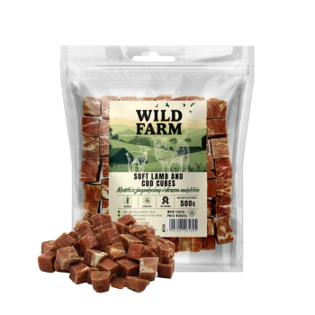 WILD FARM αρνί και μπακαλιάρος σε κύβους μαλακό 500g λιχουδιές για σκύλους