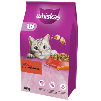 WHISKAS Ξηρή τροφή για γάτες 1+ με βοδινό κρέας 14kg