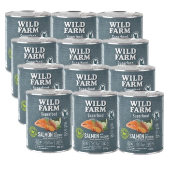 WILD FARM Superfood Σολομός (Σολομός με κολοκυθάκι, γλυκοπατάτα και μυρωδικά) 12x800 γρ. τροφή για σκύλους χωρίς σιτηρά
