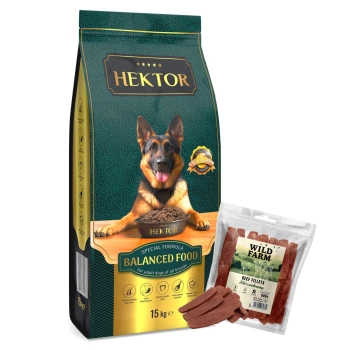 HEKTOR BALANCED Ενηλίκων 15kg + φιλέτο βοδινού κρέατος WILD FARM 500g