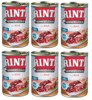 Rinti Kennerfleisch Junior Rind υγρή τροφή για σκύλους - βόειο κρέας 6x400g