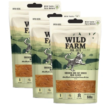 WILD FARM Φιλέτα κοτόπουλου με γρασίδι για γάτες 3x50g λιχουδιά για γάτες