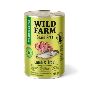 WILD FARM Premium Grain Free Lamb and Trout 400g - τροφή για γάτες χωρίς σιτηρά
