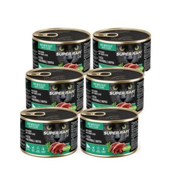DOLINA NOTECI Super Rafi Cat P&F με συκώτι χήνας και γαλοπούλας για στειρωμένες γάτες 6x185g