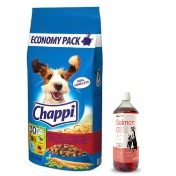 Chappi Ξηρά τροφή για σκύλους με βοδινό κρέας, πουλερικά και λαχανικά 13,5kg + LAB V Έλαιο σολομού για σκύλους και γάτες 1000ml