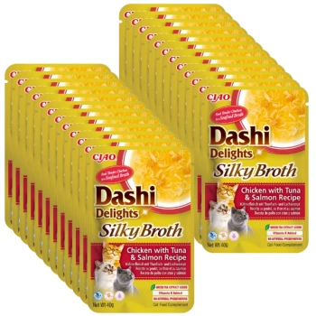 INABA Dashi Delights Silky Broth Κοτόπουλο με Τόνο & Σολομό Συνταγή 24x40g