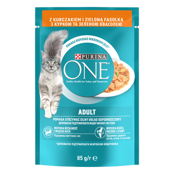 Purina One Γάτα για ενήλικες με κοτόπουλο και πράσινα φασόλια 85 g