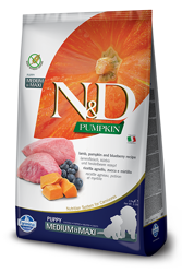 Farmina N&D Pumpkin Grain Free Canine Puppy Medium&Maxi Lamb&Blueberry 12kg