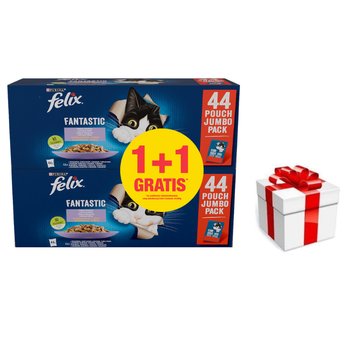 Felix σε φακελάκι ζελέ MEAT MIX 44x85g 1 + 1 ΔΩΡΟ + ΔΩΡΕΑΝ ΕΚΠΛΗΞΗ ΓΙΑ ΤΗ ΓΑΤΑ ΣΑΣ