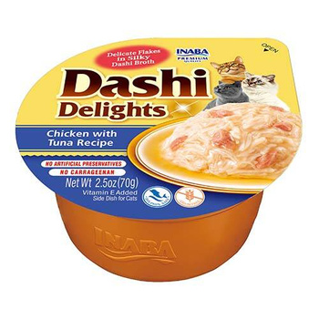 Συμπληρωματική τροφή για γάτες Inaba DASHI - ζωμός με γεύση κοτόπουλο και τόνο 70 g