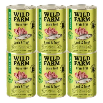 WILD FARM Premium Grain Free Lamb and Trout 6x400g - τροφή για γάτες χωρίς σιτηρά
