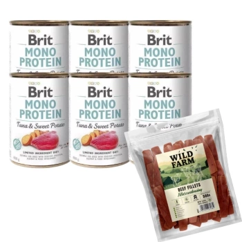 Brit Mono Protein Tuna & Sweet Potato 6x400g+WILD FARM φιλέτο βοδινού κρέατος 500g λιχουδιά για σκύλους
