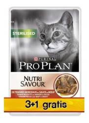 Purina Pro Plan Sterilised Nutrisavour Beef 4x85g (3+1 ΔΩΡΕΑΝ)