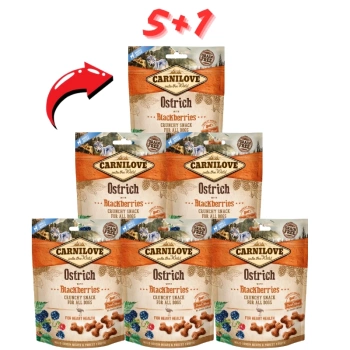 Carnilove Crunchy Snack, στρουθοκάμηλος και βατόμουρο 200 γρ. 5+1 ΔΩΡΟ!!