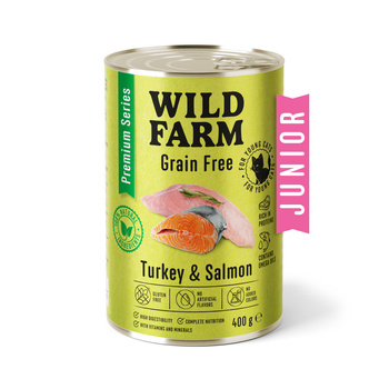 WILD FARM Premium Grain Free Turkey and Salmon 400g - τροφή για γατάκια χωρίς κόκκους