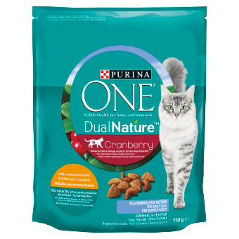 PURINA ONE DualNature Cranberry Adult Cat Food κοτόπουλο ως πρώτο συστατικό 750g