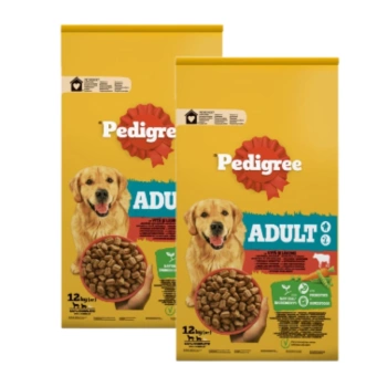 PEDIGREE® Adult 2x12 kg με μοσχάρι - πλήρης ξηρά τροφή για ενήλικους σκύλους μεγαλόσωμων και μεσαίων φυλών