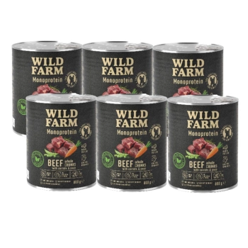 WILD FARM Μονοπρωτεϊνικό Μοσχαρίσιο Κρέας 6x800g Υποαλλεργική τροφή για σκύλους