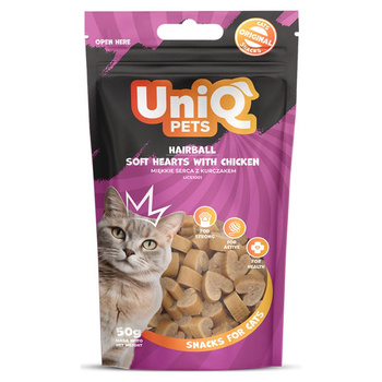 UNIQ PETS λιχουδιές για γάτες - μαλακές καρδιές με κοτόπουλο 50g