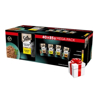 SHEBA Selection Select Slices με γεύση πουλερικών σακουλάκια 40x85g + δωρεάν έκπληξη για γάτες