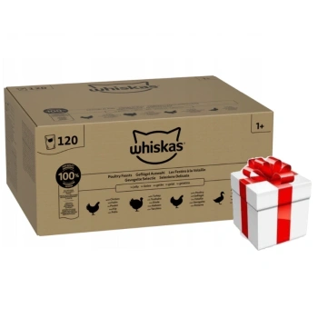 Whiskas Poultry Feast 120x85g Υγρή τροφή για ενήλικες γάτες σε ζελέ + δωρεάν έκπληξη για τη γάτα