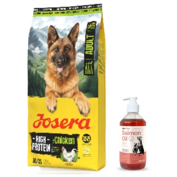 JOSERA High Protein Adult Chicken 12.5kg + LAB V Salmon Oil για σκύλους και γάτες 500ml