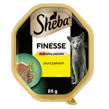 SHEBA Finesse tray 85 g - υγρή πλήρης τροφή για ενήλικες γάτες, με κοτόπουλο, σε πατέ