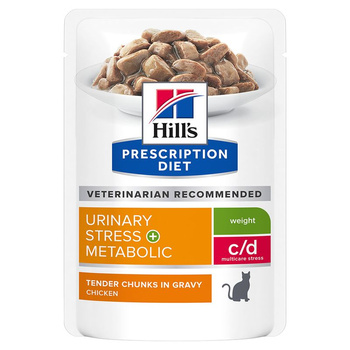 HILL'S PD Prescription Diet Φυτική τροφή για γάτες c/d Urinary Stress + Μεταβολικό κοτόπουλο φακελάκι 85g