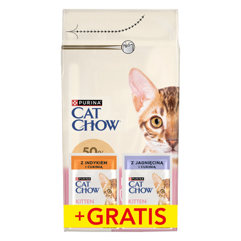 PURINA Cat Chow Τροφή για γατάκια πλούσια σε κοτόπουλο 1.5kg + 2 φακελάκια ΔΩΡΕΑΝ