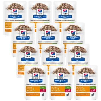 HILL'S PD Prescription Diet Φυτική τροφή για γάτες c/d Urinary Stress + Μεταβολικό κοτόπουλο φακελάκι 12x85g