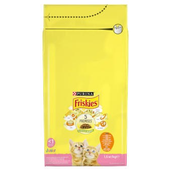 PURINA Friskies Junior μίγμα γατοτροφής για γάτες με κοτόπουλο και γαλοπούλα με γάλα 1.5kg