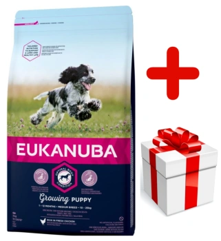 Eukanuba Puppy&Junior Medium Breed 15kg +δωρεάν έκπληξη για το σκύλο