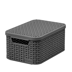 Καλάθι με καπάκι από μπαστούνι με καπάκι γκρι S