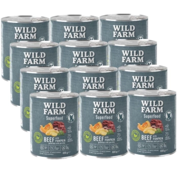 WILD FARM Superfood Beef (Μοσχάρι με κολοκύθα, πατάτες και μαϊντανό) 12x800 γρ. τροφή για σκύλους χωρίς σιτηρά