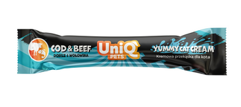 UNIQ PETS PURRCREAM νόστιμη σάλτσα για γάτες με μπακαλιάρο και μοσχάρι 15g