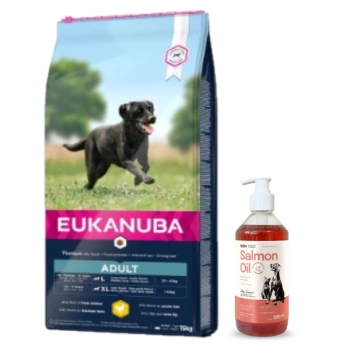 EUKANUBA Adult Large Breed Chicken 15kg + LAB V Salmon Oil για σκύλους και γάτες 500ml