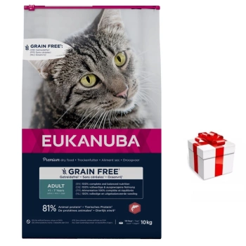 EUKANUBA Grain Free adult salmon 10kg + Έκπληξη για τη γάτα