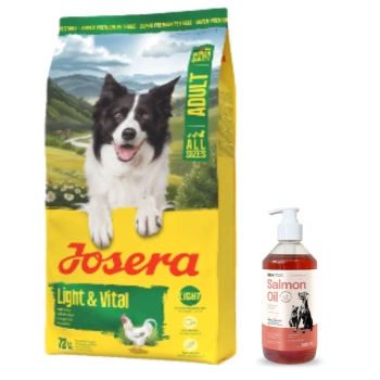 JOSERA Adult Light & Vital 12.5kg + LAB V Salmon Oil για σκύλους και γάτες 500ml