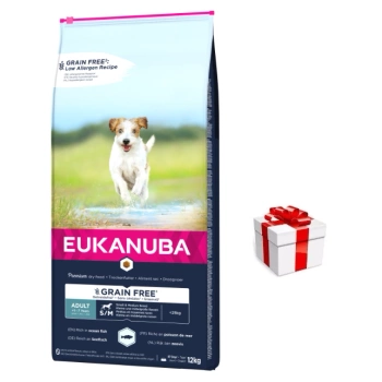 EUKANUBA Ενήλικες Μικρές & Μεσαίες Χωρίς Σιτηρά 12kg + Σκύλος Έκπληξη