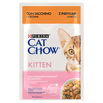 CAT CHOW Kitten Food με γαλοπούλα και κολοκυθάκια σε ζελέ 85g