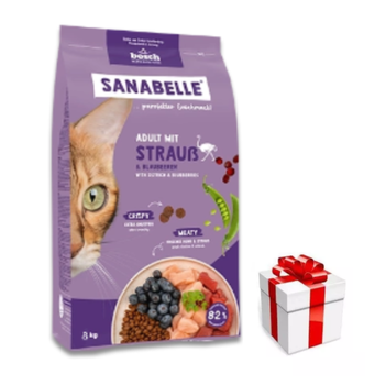 BOSCH Sanabelle Adult Στρουθοκάμηλος 8kg + ΜΙΑ ΈΚΠΛΗΞΗ ΓΙΑ ΤΗ ΓΆΤΑ ΔΩΡΕΆΝ