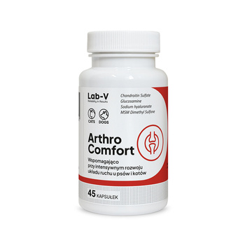 LAB-V Arthro Comfort - Ολοκληρωμένη υποστήριξη της υγείας των αρθρώσεων και του μυοσκελετικού συστήματος για σκύλους και γάτες 45 κάψουλες